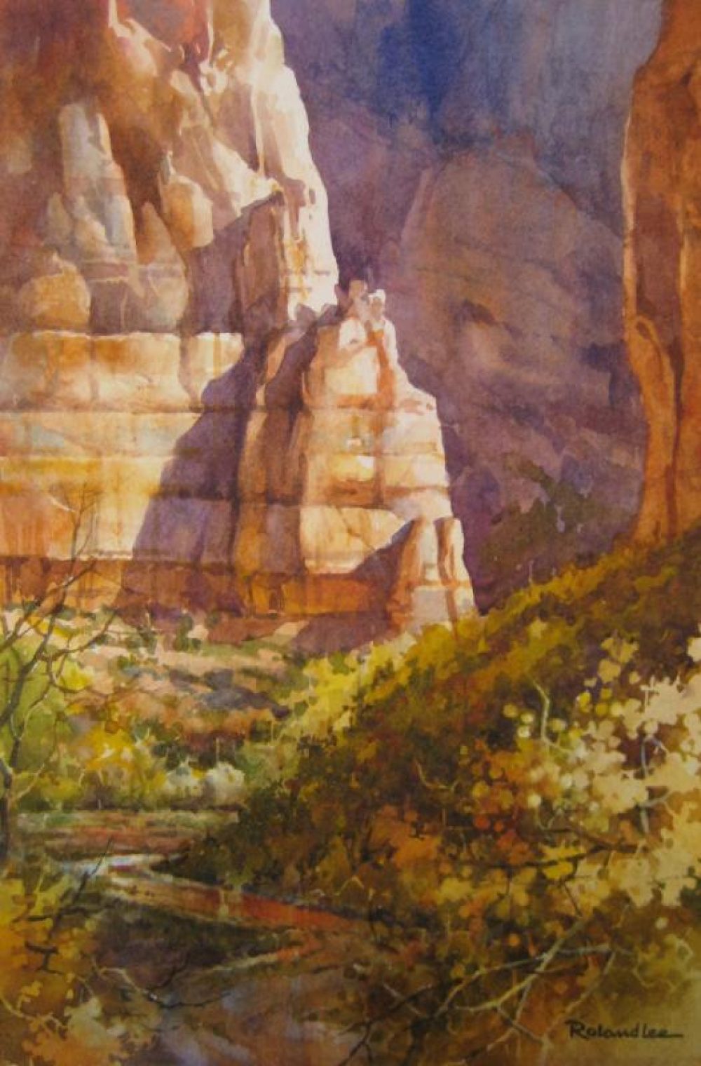Up Canyon - Watercolor painting of Zion National Park