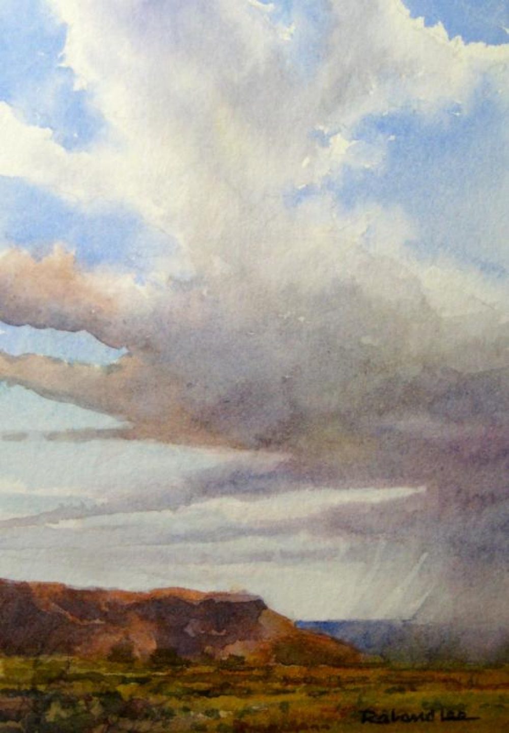 Desert Rain - Original watercolor painting of southern Utah desert