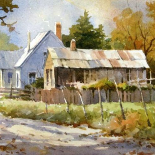 Utah Farm - Watercolor of an old Utah Homestead