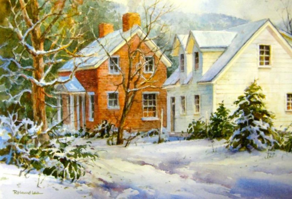 Winter Day in Pine Valley - Original watercolor painting of Pine Valley Utah
