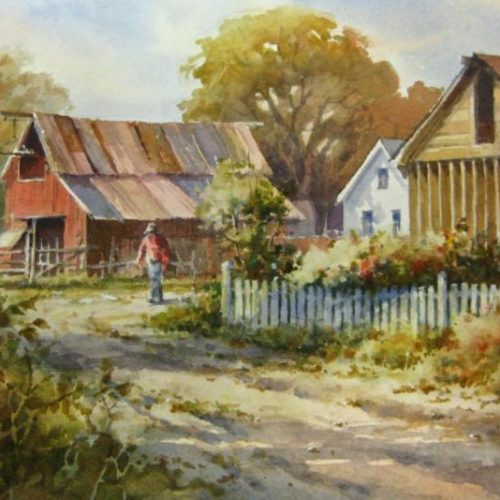On the Farm - Painting of Utah farm