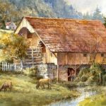 Swiss Barn - Watercolor Painting of Switzerland
