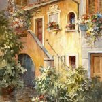 Italian Courtyard - Watercolor Painting of Italy