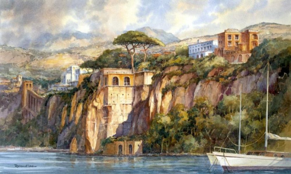 Sorrento Bay - Watercolor Painting of Italy