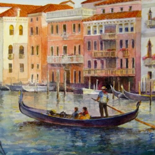 Venetian Gondolier - Watercolor Painting of Italy