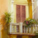 Balcony in Rome - Watercolor Painting of Italy