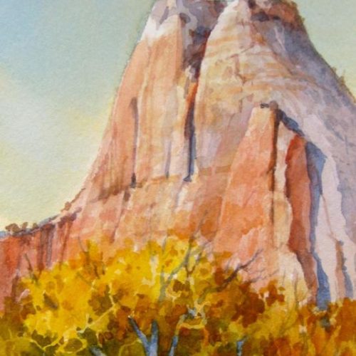 Isaac in the Afternoon - Plein Air - Watercolor painting of Zion National Park