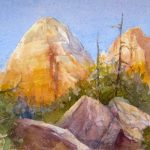 Late in the Day - Plein Air - Watercolor painting of Zion National Park
