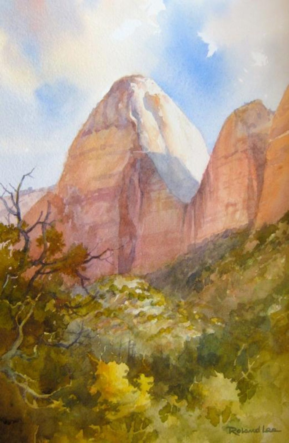 Zion Morning - Plein Air - Plein Air Watercolor Painting of Zion National Park