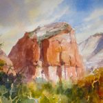 Angels Landing - Plein Air - Plein Air Watercolor Painting of Zion National Park