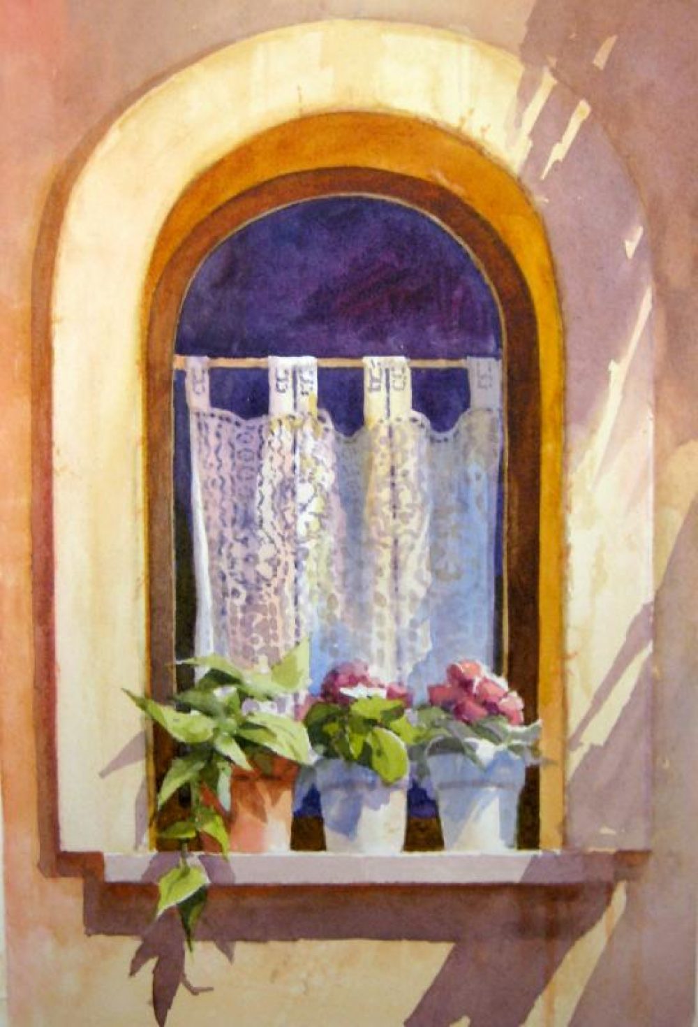 Lace and Flowers - Watercolor Painting of Italy