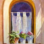 Lace and Flowers - Watercolor Painting of Italy