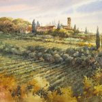 Tuscan Vineyards - Watercolor Painting of Tuscany in Italy