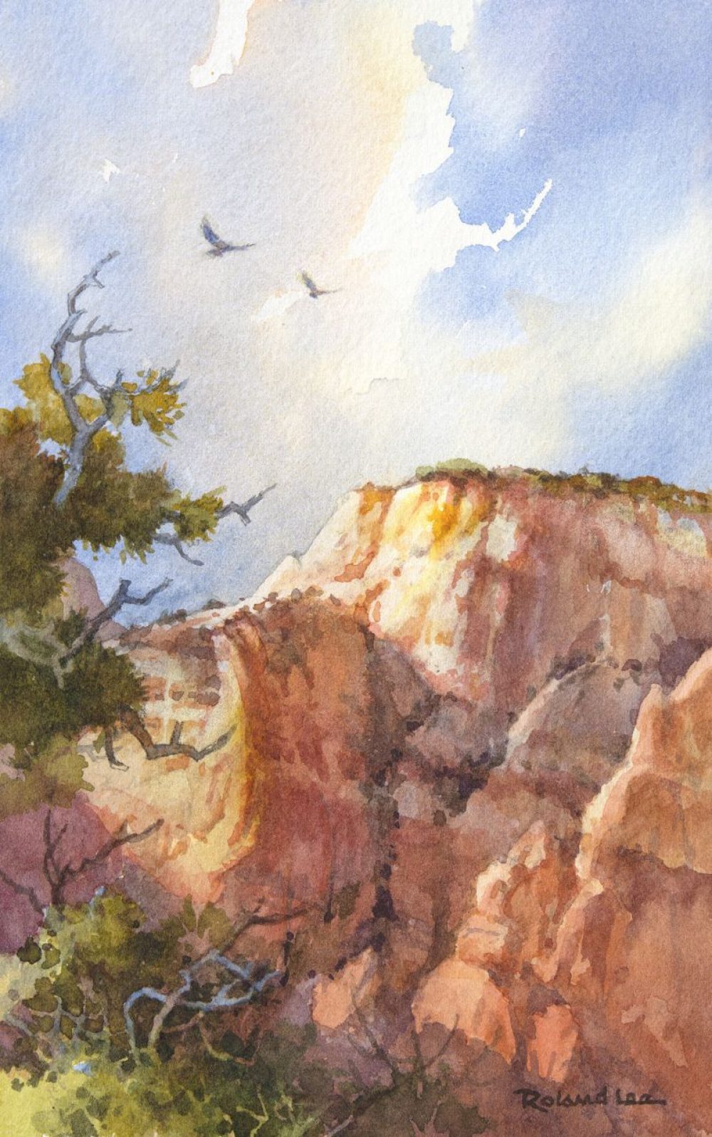 Riding the Currents - Watercolor Painting of Zion National Park