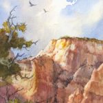 Riding the Currents - Watercolor Painting of Zion National Park