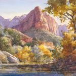 Watchman Glow - Watercolor Painting of The Watchman in Zion National Park