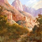 Embracing the Light - Watercolor Painting of landscape in Zion National Park