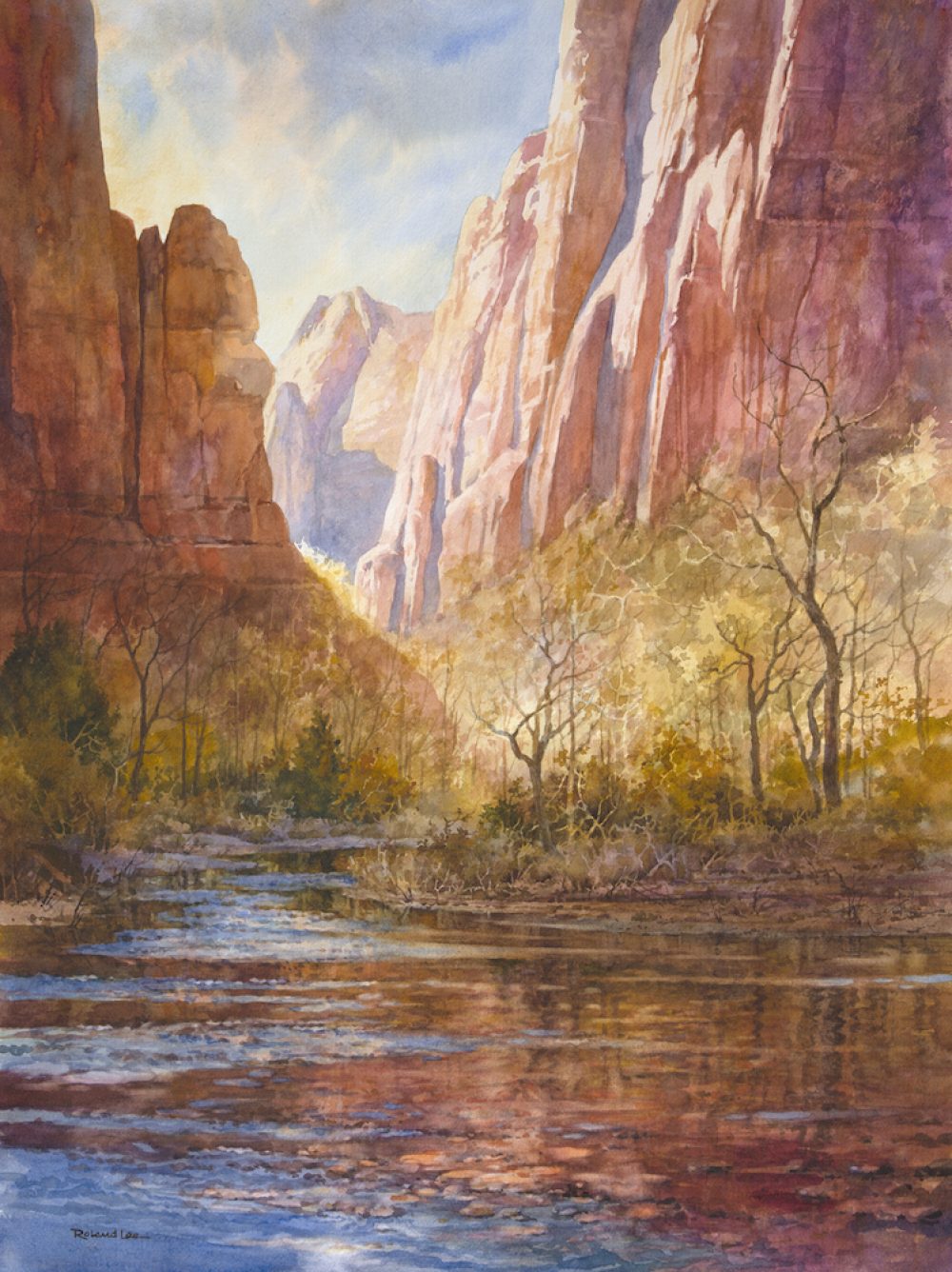 River of Time - Watercolor Painting of landscape in Zion National Park