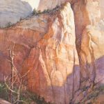 Basking in Sunlight - Watercolor Painting of The Sentinel Cliffs in Zion National Park