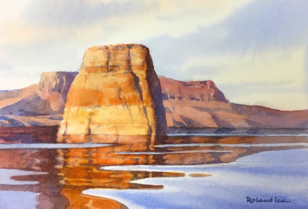 Lone Rock at Lake Powell - Watercolor Painting of Lone Rock at Lake Powell