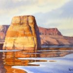 Lone Rock at Lake Powell - Watercolor Painting of Lone Rock at Lake Powell