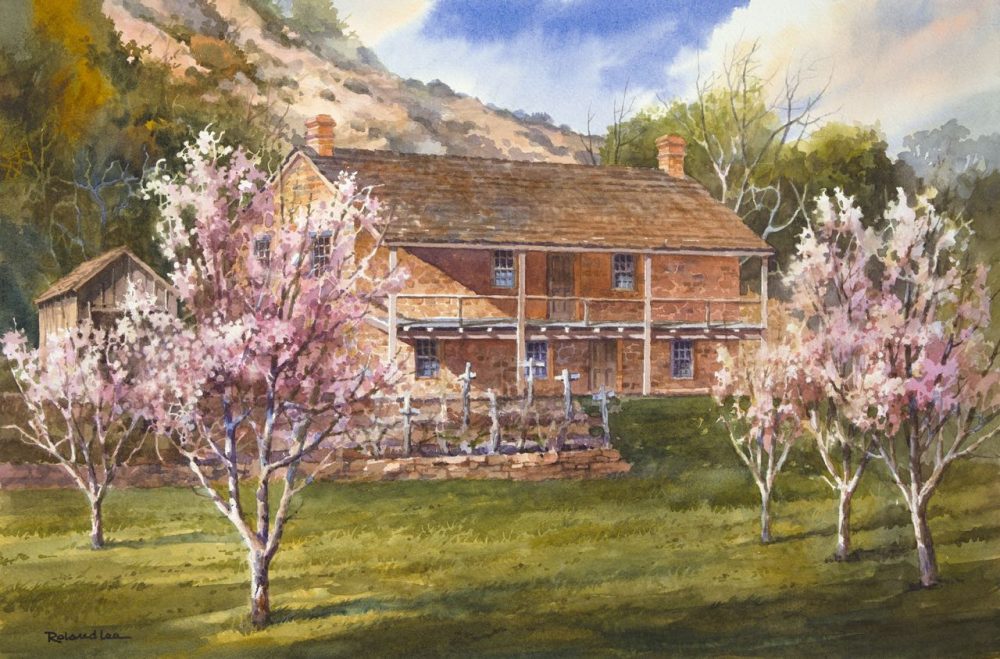 Blossoms at Jacob Hamblin Home - Giclee Print - Giclee print from original watercolor painting of Jacob Hamblin Home