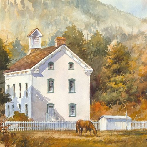 Pine Valley Autumn - Watercolor Painting of The Pine Valley Chapel