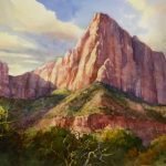 Morning Watchman - Watercolor Painting of The Sentinel Cliffs in Zion National Park