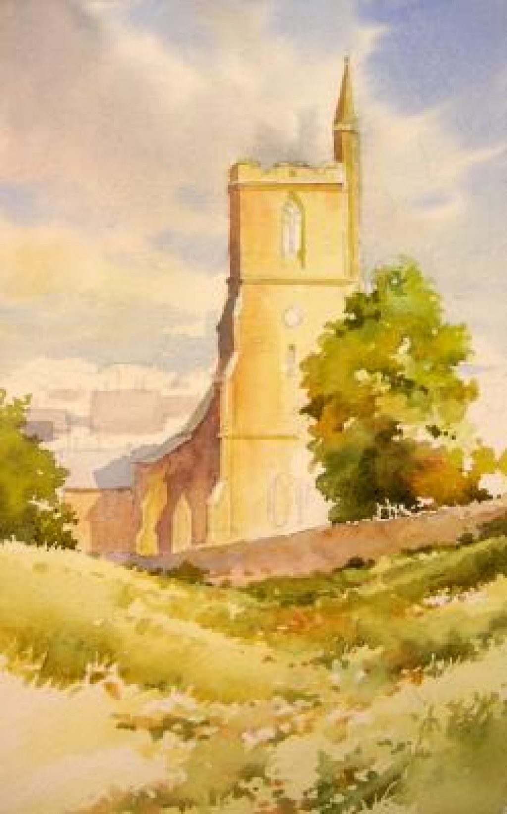 Watercolor Painting Lesson – English Church – Roland Lee