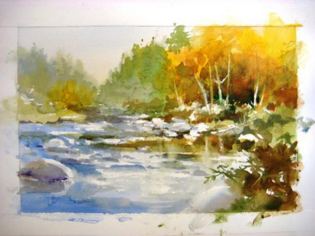 How to Paint Water – Peaceful River – Roland Lee