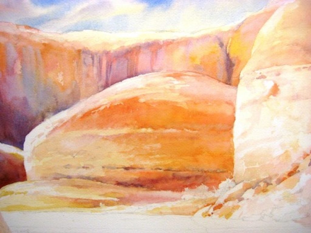 Roland Lee paints the cliffs of Lake Powell