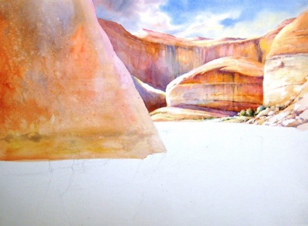 Watercolor painting by Roland Lee of Lake Powell.