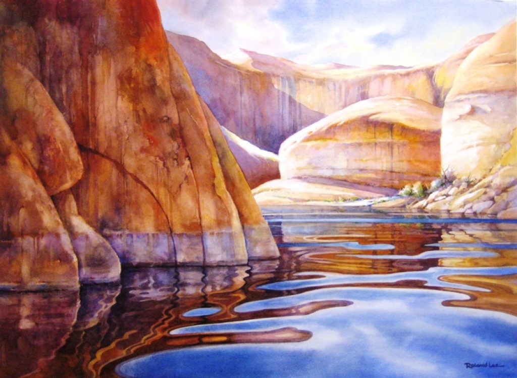 Cliffs of Lake Powell watercolor painting