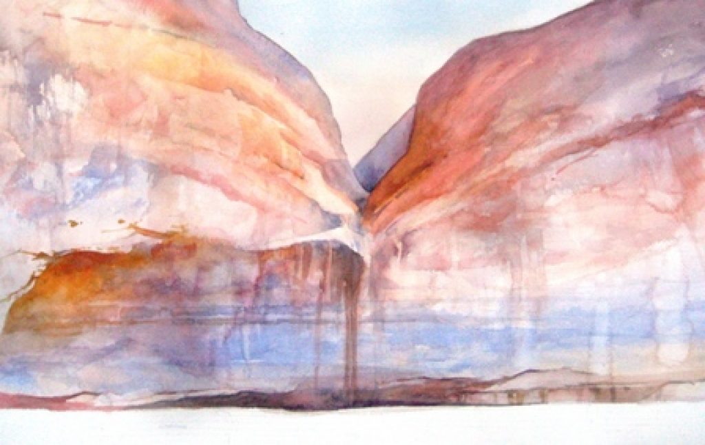 Figure 4 - Reflections of Solitude - Watercolor painting of Lake Powell by Roland Lee