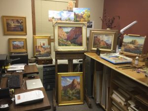 New oil paintings in progress at Roland Lee studio