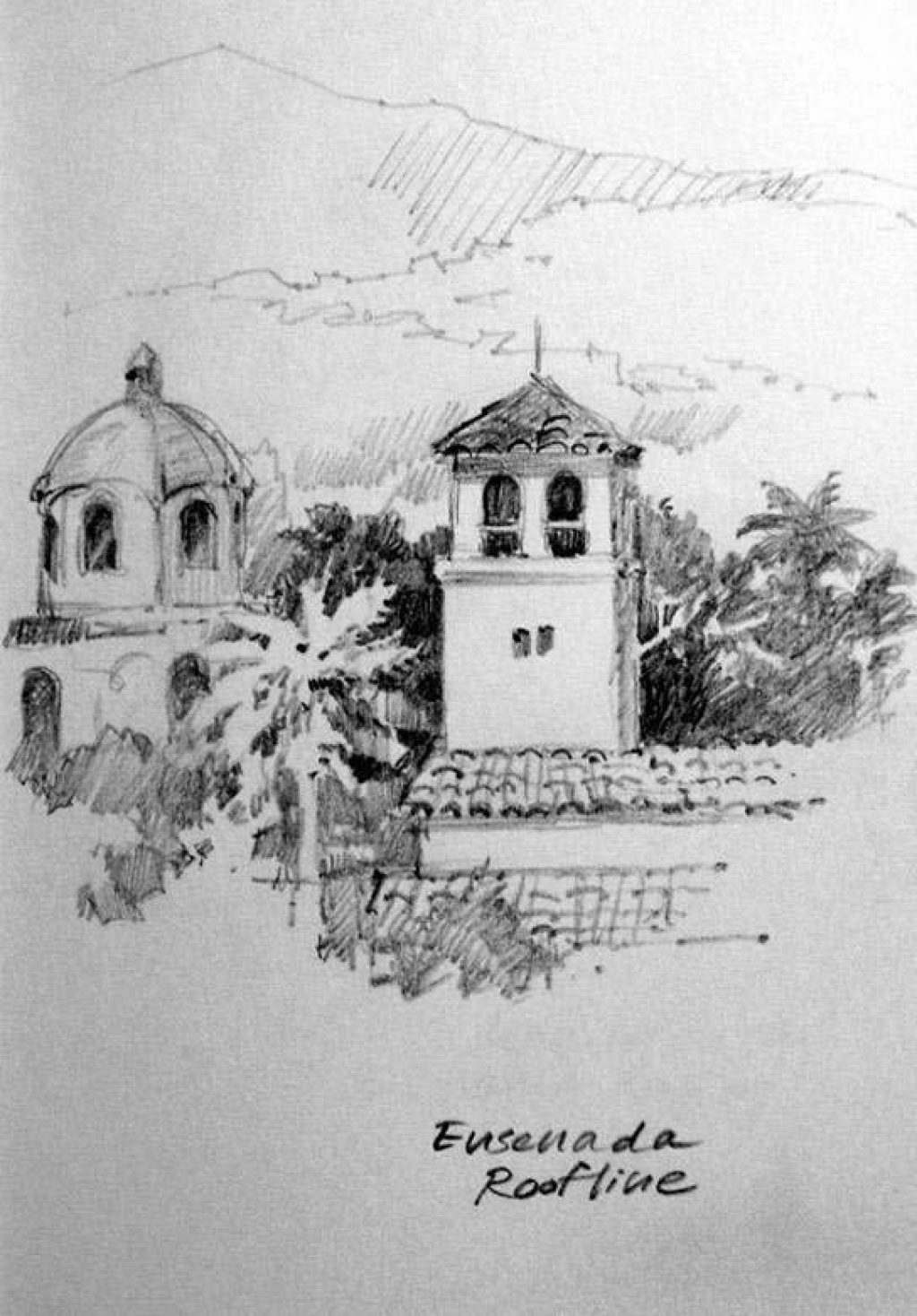 Sketchbook drawings of Ensenada Mexico by Roland Lee