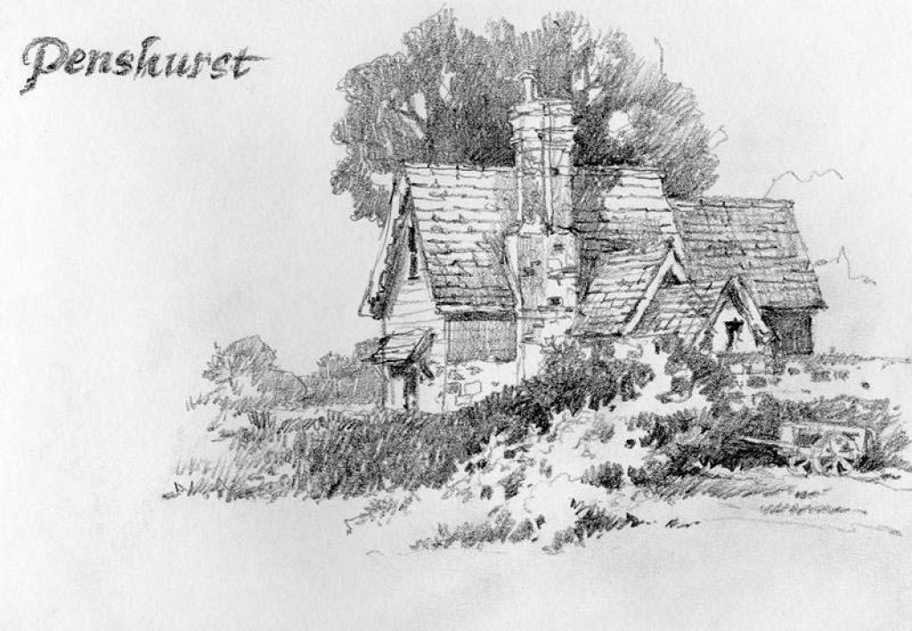 Pencil Drawing done on location in Kent England by Roland Lee