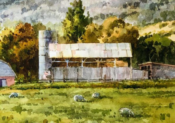 1988 Autumn Barn Painting VINTAGE